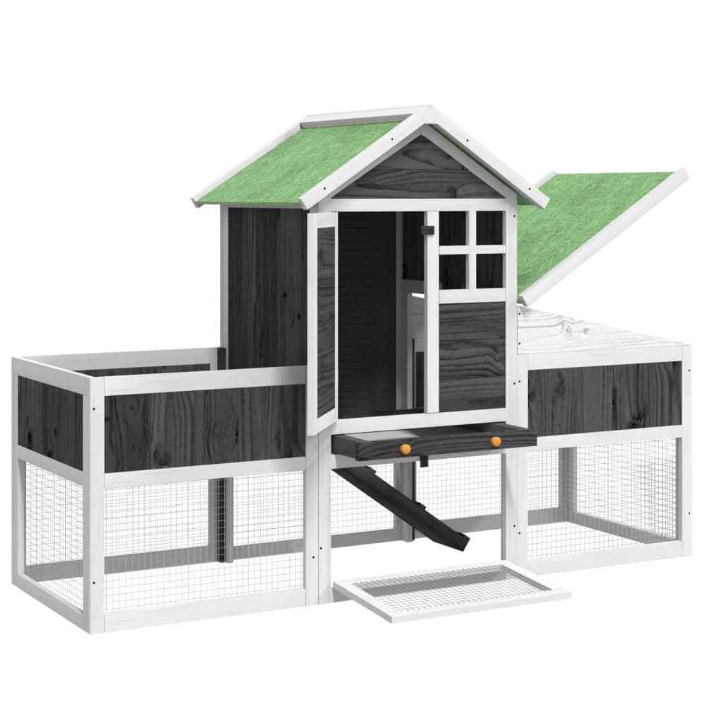 kaninbur 170x63x113 cm massivt fyrretræ grå