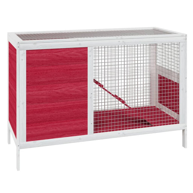 kaninbur 103x44x69,5 cm massivt fyrretræ rød