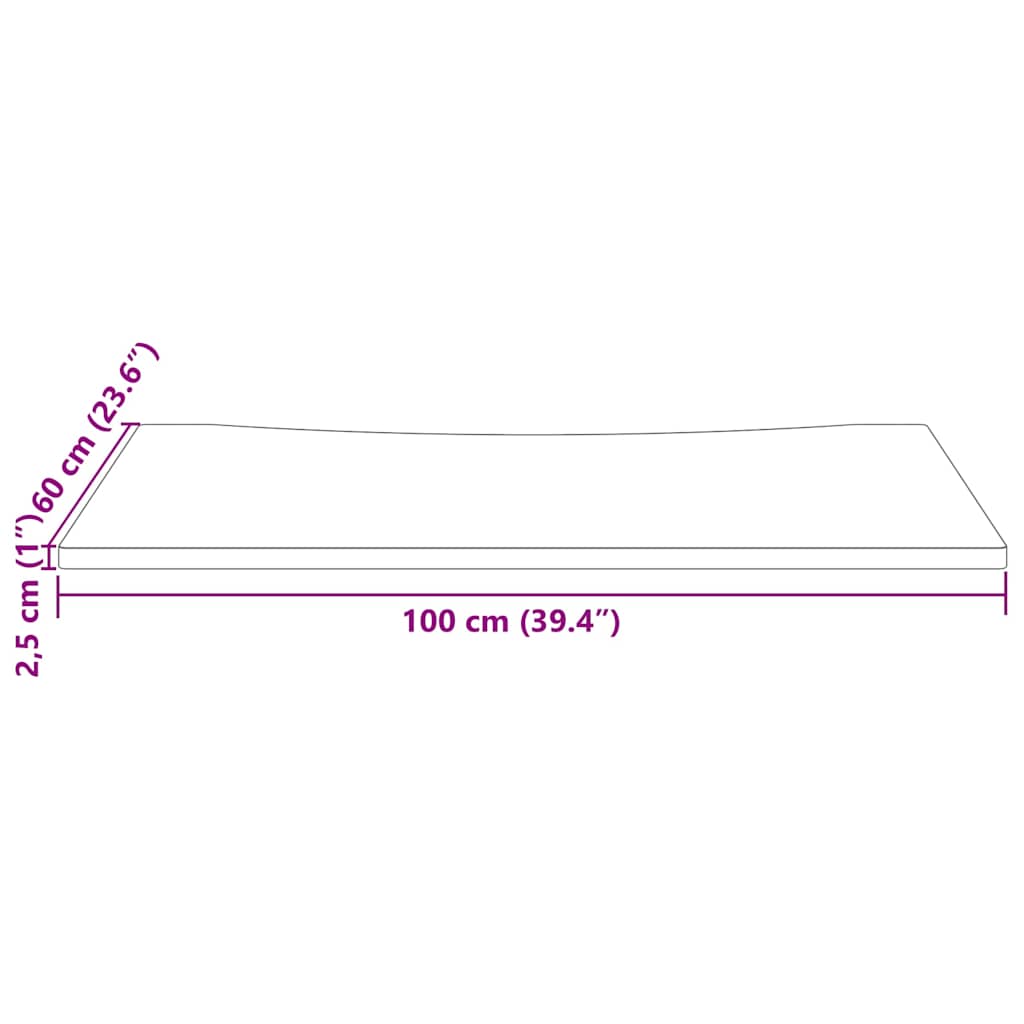 skrivebordsplade 100x60x2,5 cm massivt fyrretræ hvid