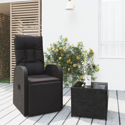 loungesæt til haven 2 dele polyrattan og stål sort