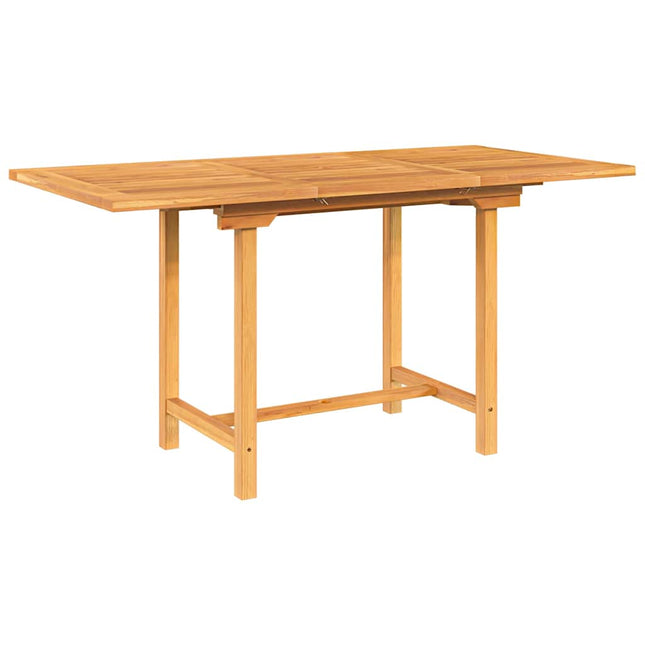 havebord med udtræk 110-160x80x75 cm massivt teaktræ