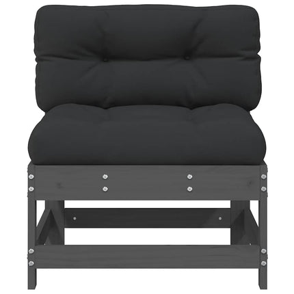midtermoduler til sofa 2 stk. med hynder massivt fyrretræ grå
