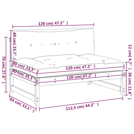 midtermodul til sofa 120x80 cm massivt fyrretræ