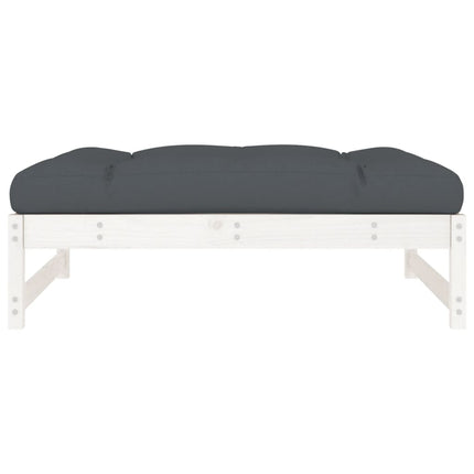 udendørs fodskammel 120x80 cm massivt fyrretræ hvid