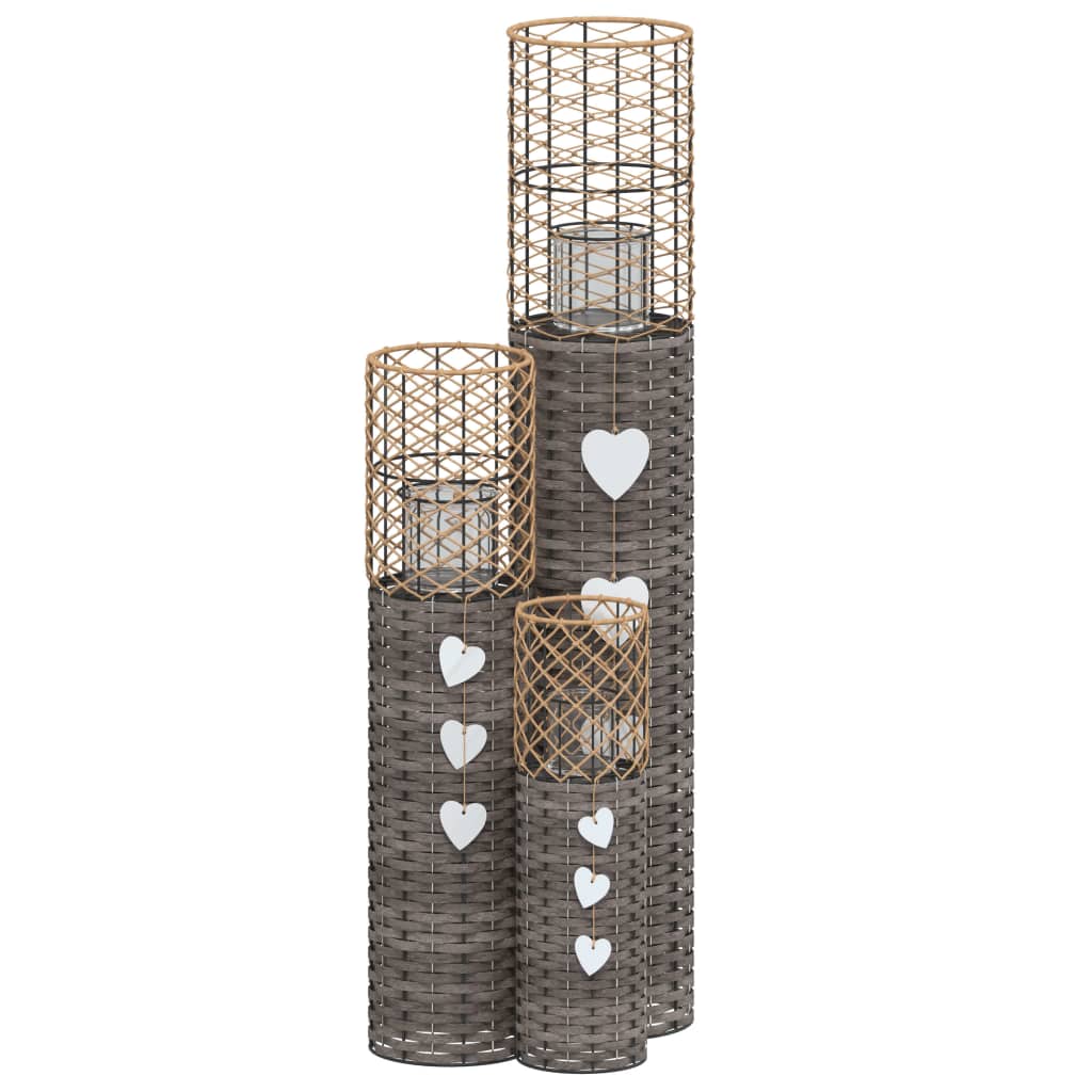 lysestager 3 stk. flet grå