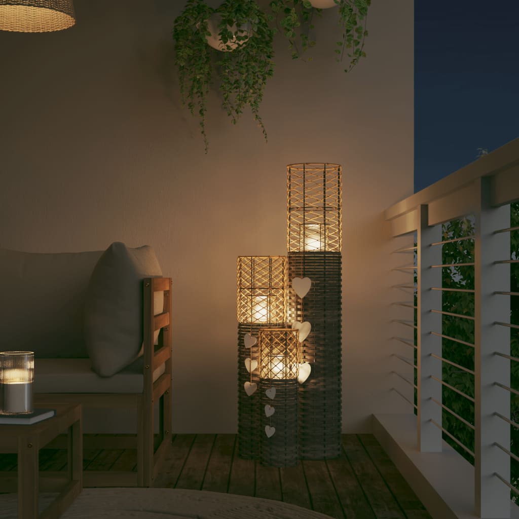 lysestager 3 stk. flet grå