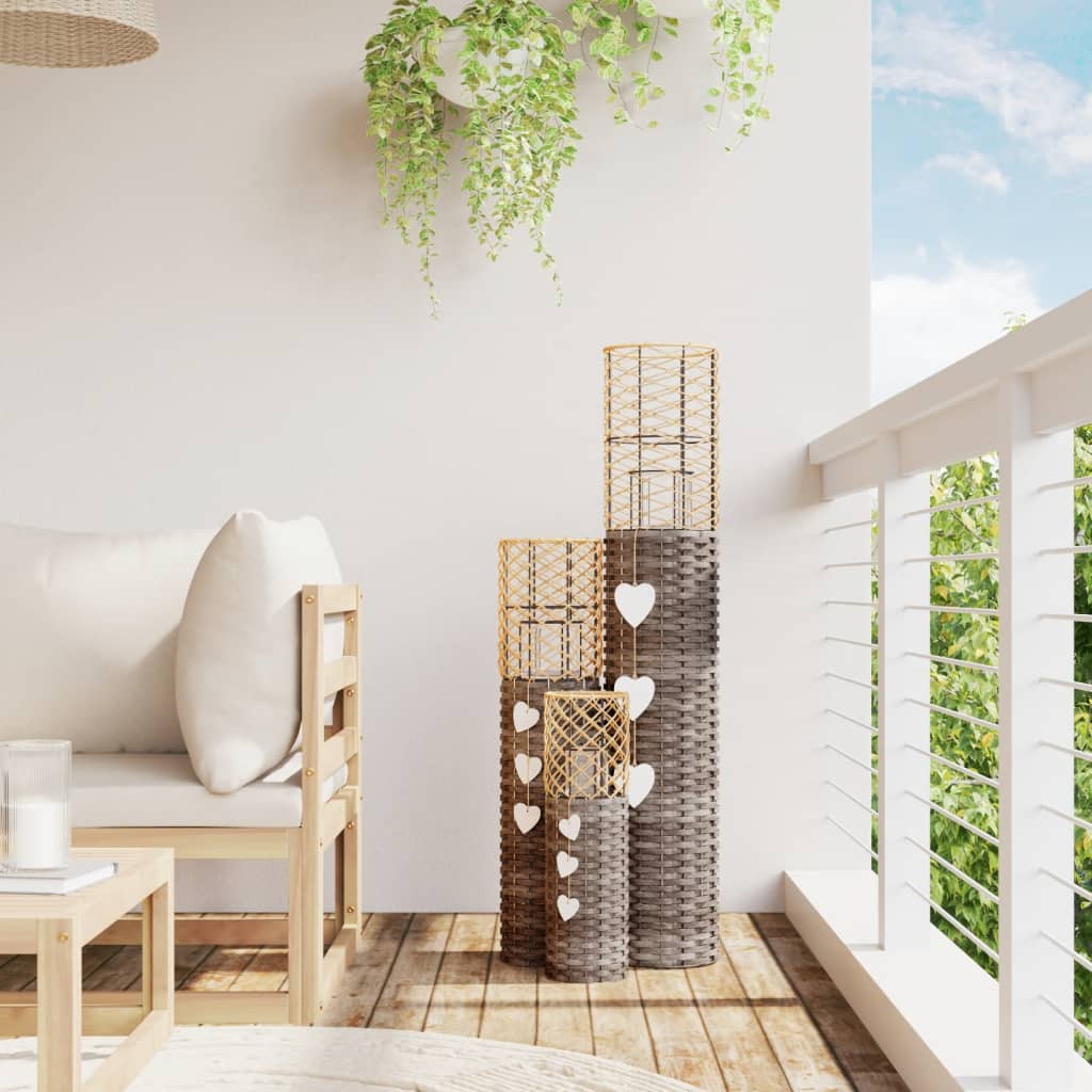 lysestager 3 stk. flet grå