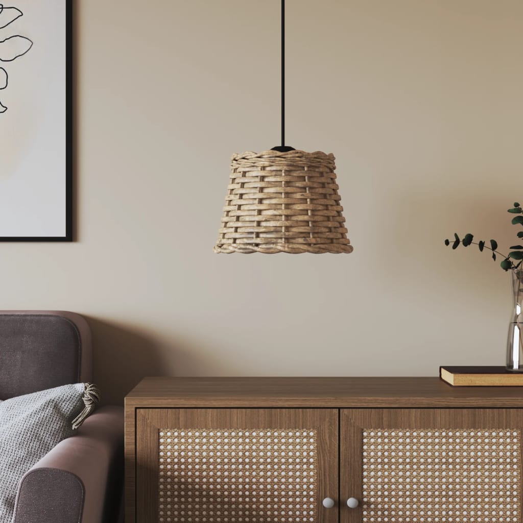 lampeskærm til loftlampe Ø20x15 cm flet brun