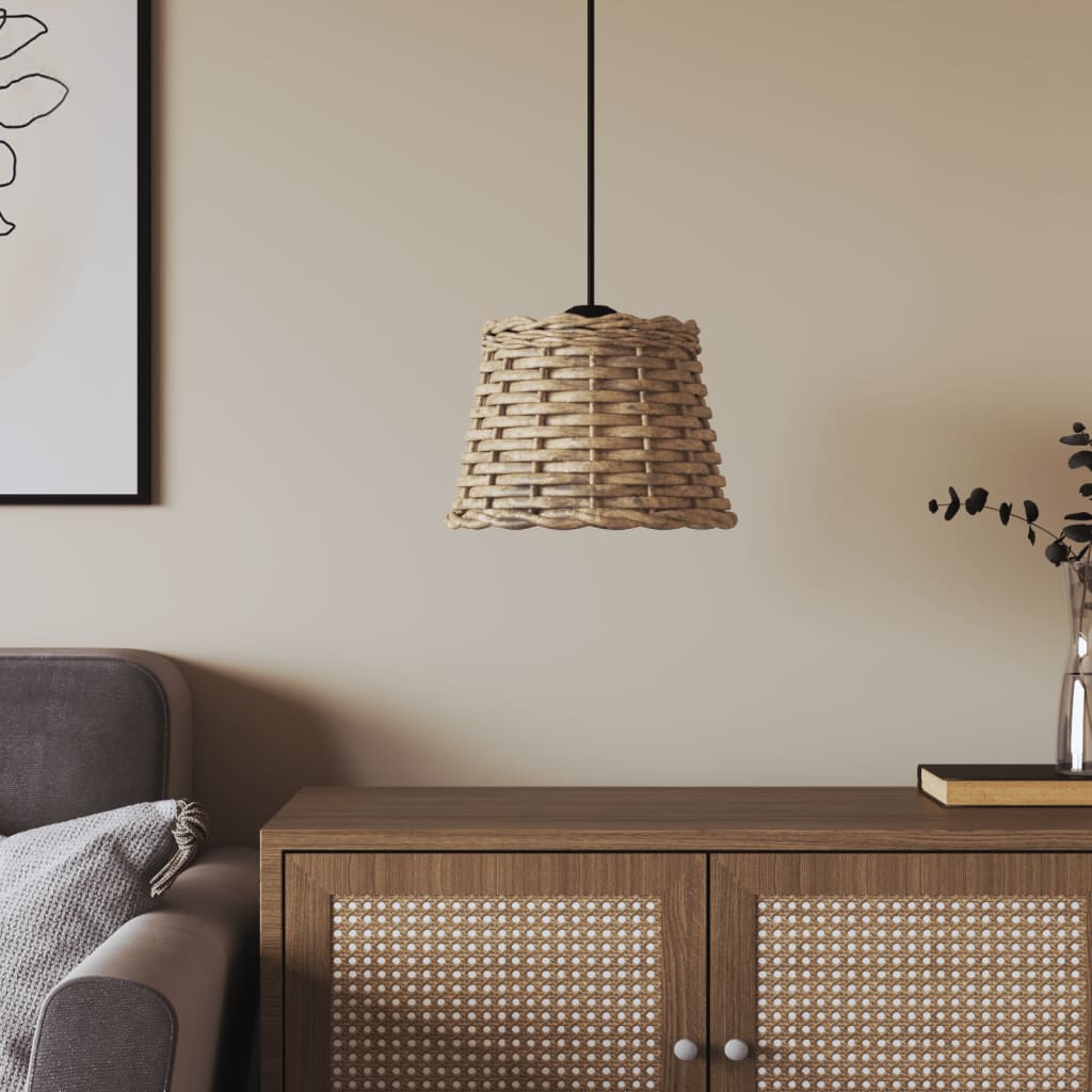 lampeskærm til loftlampe Ø20x15 cm flet brun