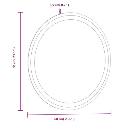 badeværelsesspejl med LED-lys 60 cm rundt