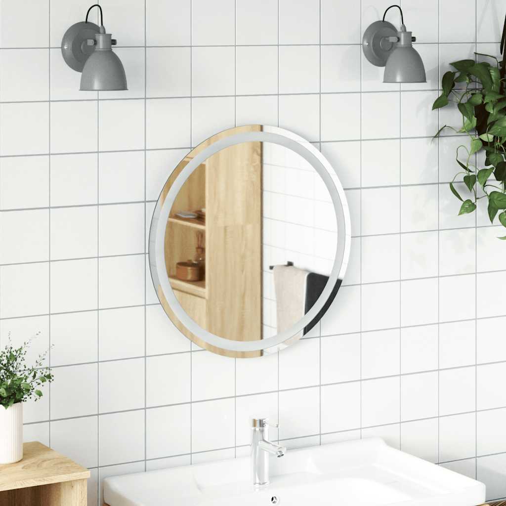 vidaXL badeværelsesspejl med LED-lys 60 cm rundt