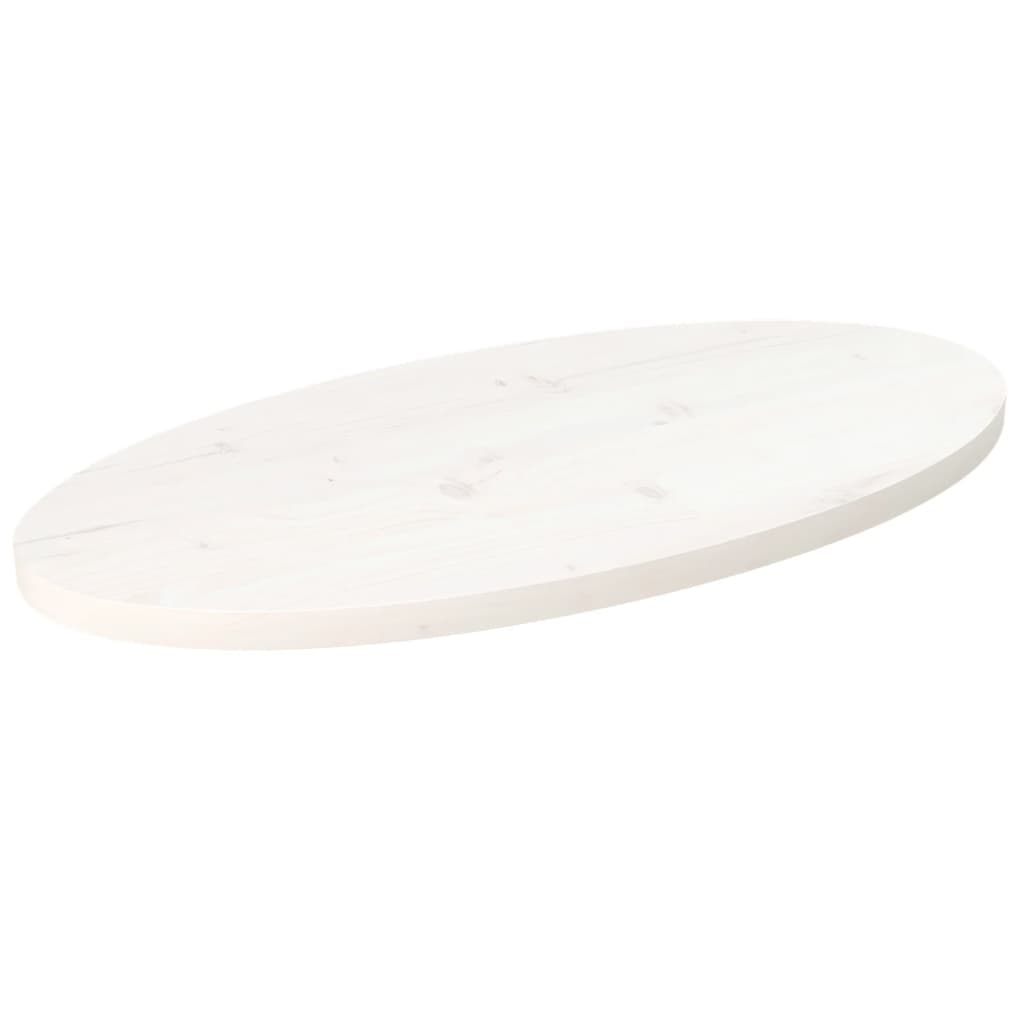 bordplade 80x40x2,5 cm oval massivt fyrretræ hvid billede