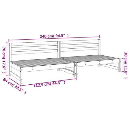 midtermoduler til havesofa 2 stk. 120x80 cm massivt fyr hvid
