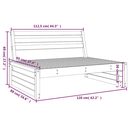 midtermodul til havesofa 120x80 cm massivt fyrretræ