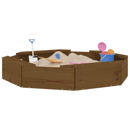 sandkasse med sæder ottekantet massivt fyrretræ gyldenbrun