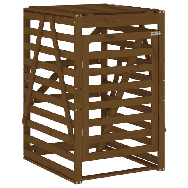 skraldespandsskjuler 84x90x128,5 cm massivt fyrretræ brun