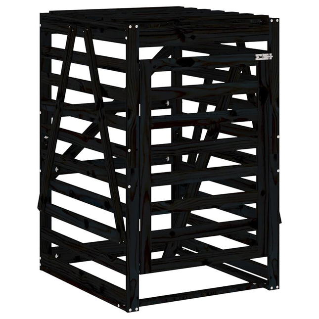 skraldespandsskjuler 84x90x128,5 cm massivt fyrretræ sort