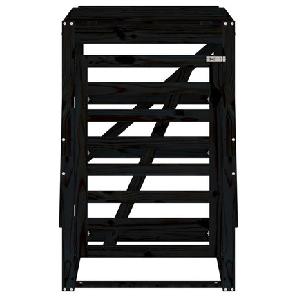skraldespandsskjuler 84x90x128,5 cm massivt fyrretræ sort