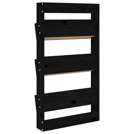 plantevæg 60x18,5x110 cm 3 niveauer massivt fyrretræ sort