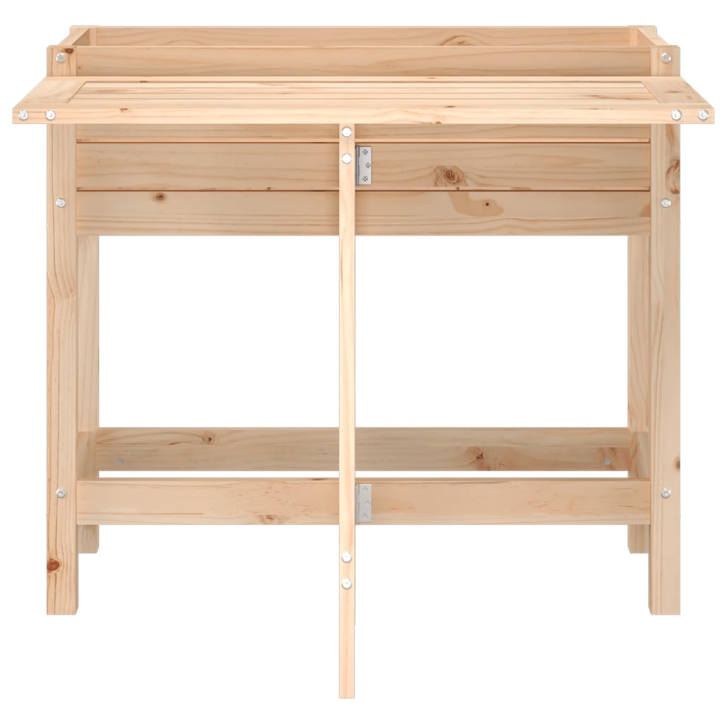 plantekasse med foldbar bordplade massivt fyrretræ