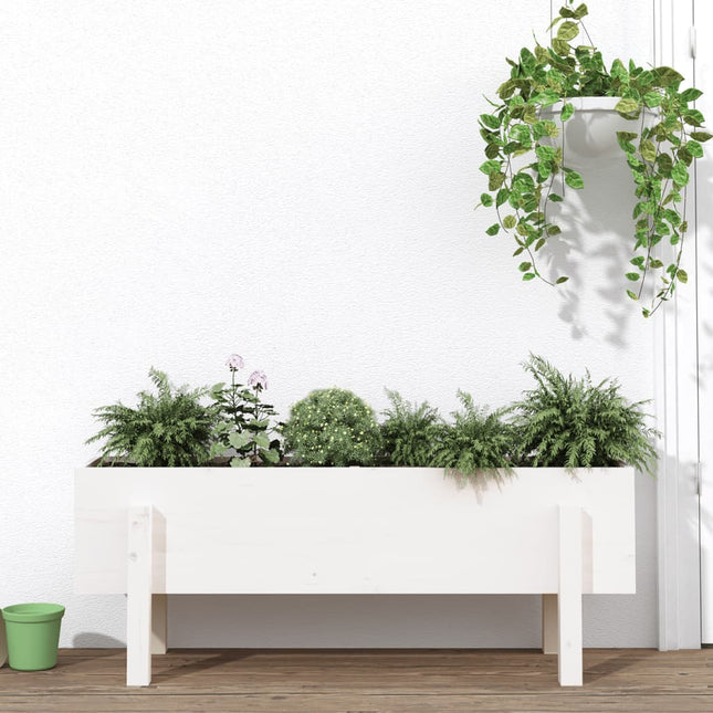 højbed 101x30x38 cm massivt fyrretræ hvid
