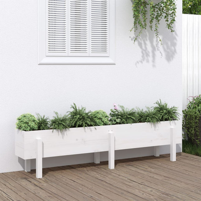 højbed 160x30x38 cm massivt fyrretræ hvid