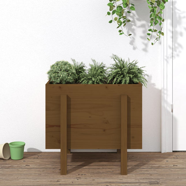 plantekasse 62x50x57 cm massivt fyrretræ gyldenbrun