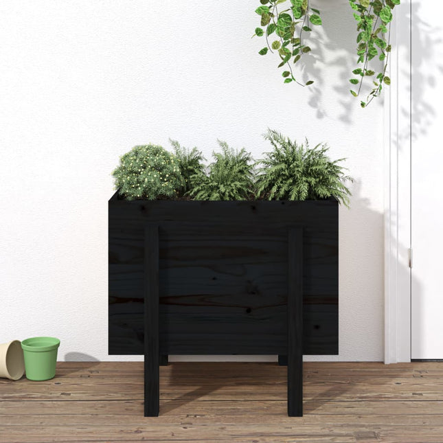 plantekasse 62x50x57 cm massivt fyrretræ sort