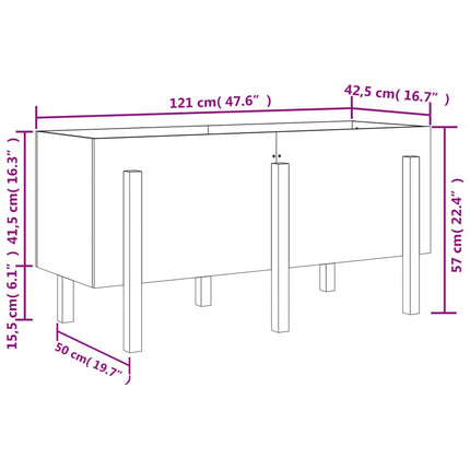 højbed 121x50x57 cm massivt fyrretræ hvid