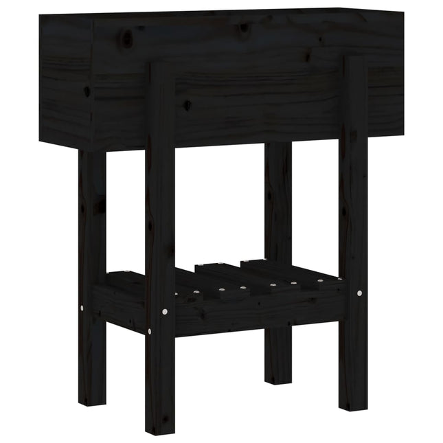 plantekasse 62x30x69 cm massivt fyrretræ sort