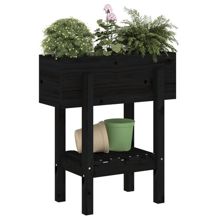 plantekasse 62x30x69 cm massivt fyrretræ sort