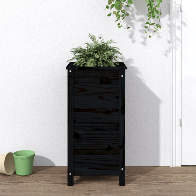 plantekasse 40x40x78 cm massivt fyrretræ sort