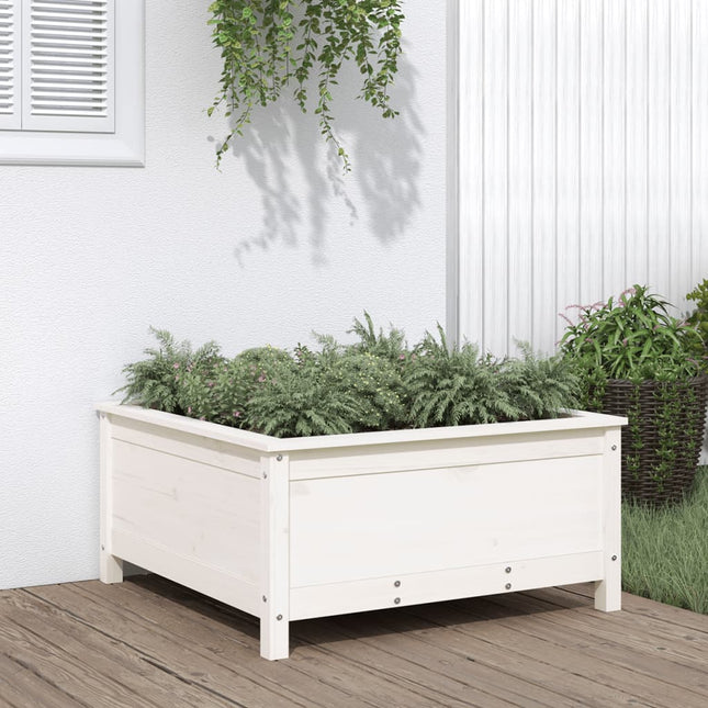 plantekasse 82,5x82,5x39 cm massivt fyrretræ hvid