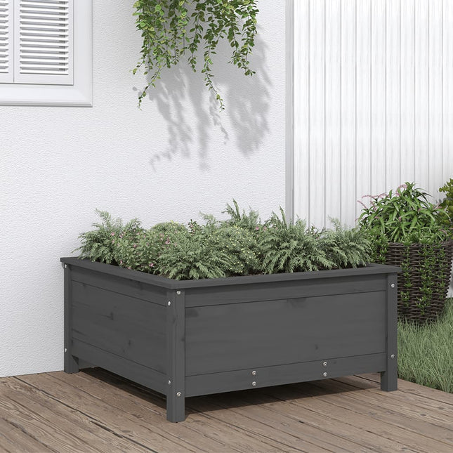 plantekasse 82,5x82,5x39 cm massivt fyrretræ grå