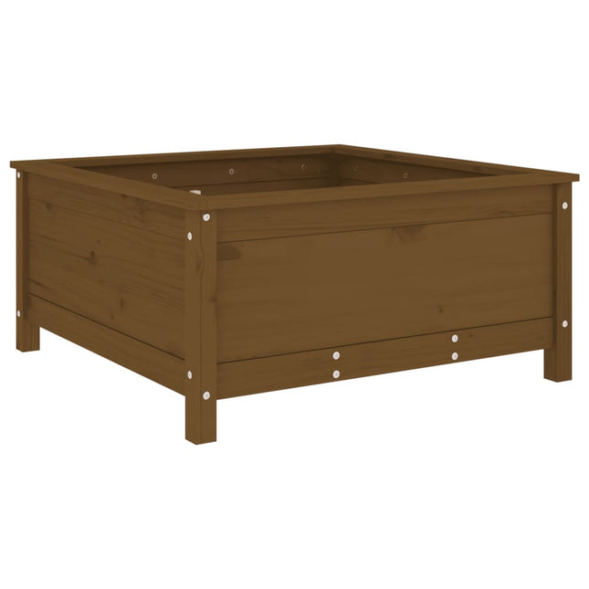 plantekasse 82,5x82,5x39 cm massivt fyrretræ gyldenbrun