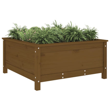 plantekasse 82,5x82,5x39 cm massivt fyrretræ gyldenbrun