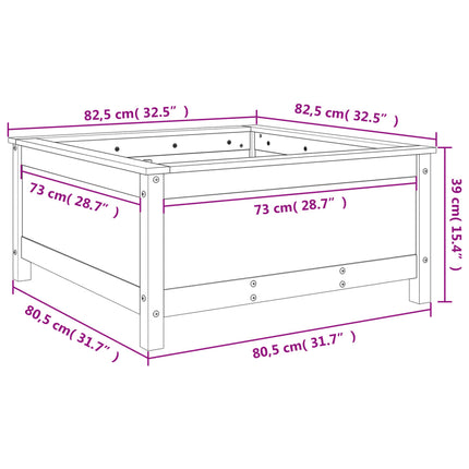 plantekasse 82,5x82,5x39 cm massivt fyrretræ sort