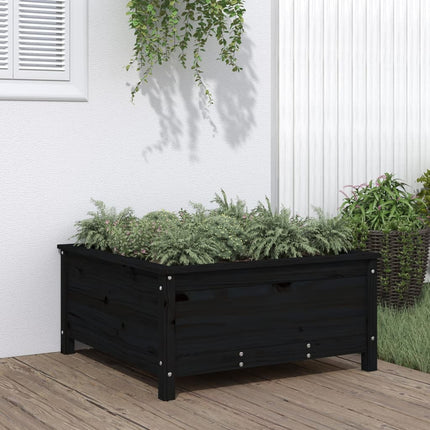 plantekasse 82,5x82,5x39 cm massivt fyrretræ sort