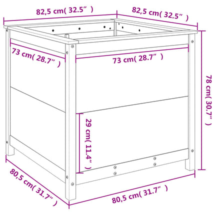 plantekasse 82,5x82,5x78 cm massivt fyrretræ hvid