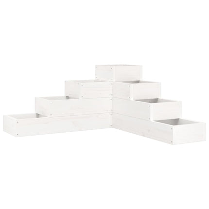 plantekasse 4 niveauer 80,5x79x36 cm massivt fyrretræ hvid