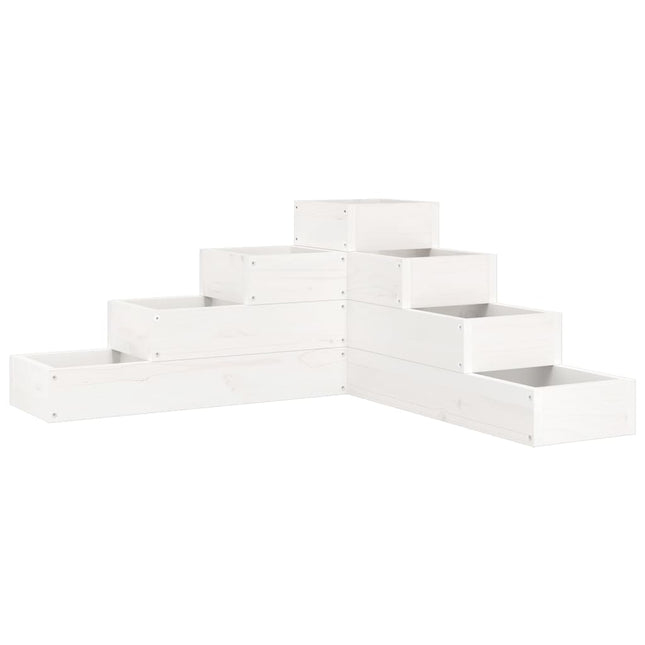 plantekasse 4 niveauer 80,5x79x36 cm massivt fyrretræ hvid