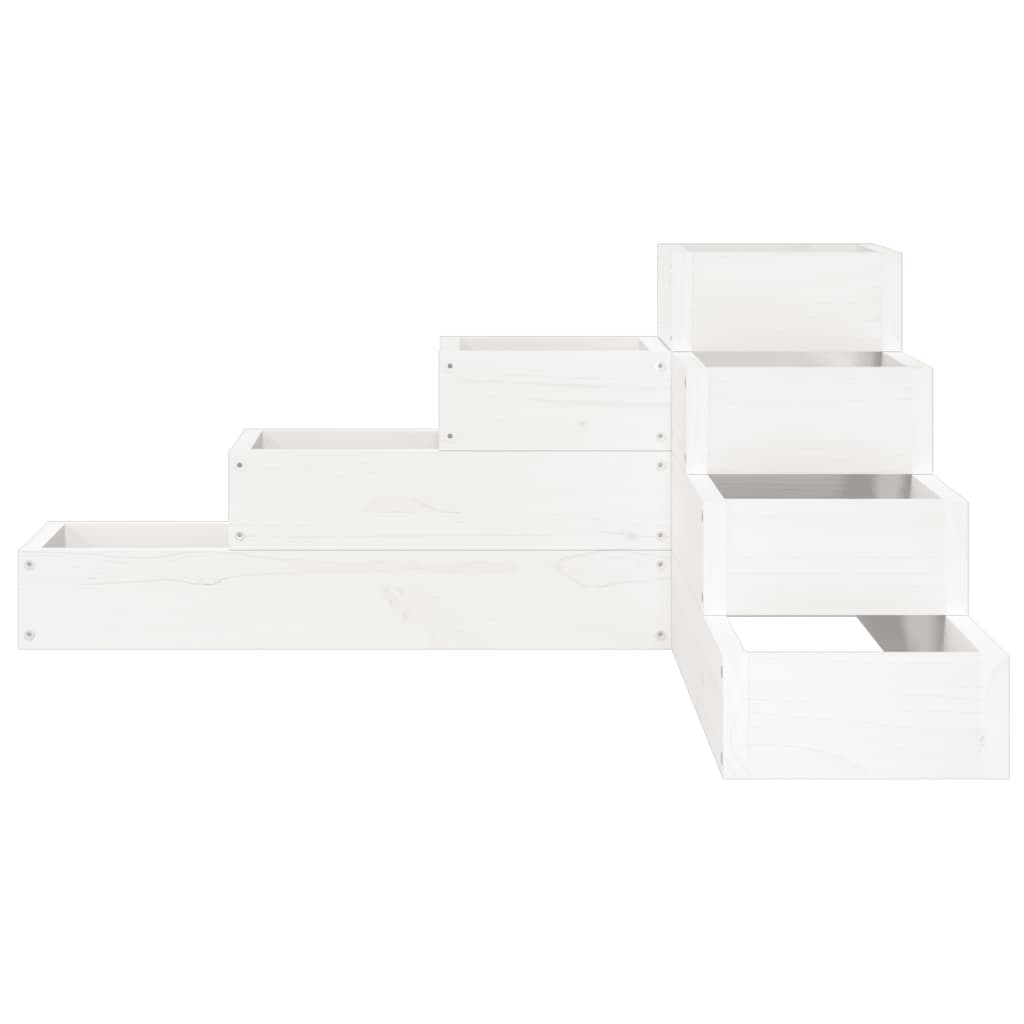 plantekasse 4 niveauer 80,5x79x36 cm massivt fyrretræ hvid