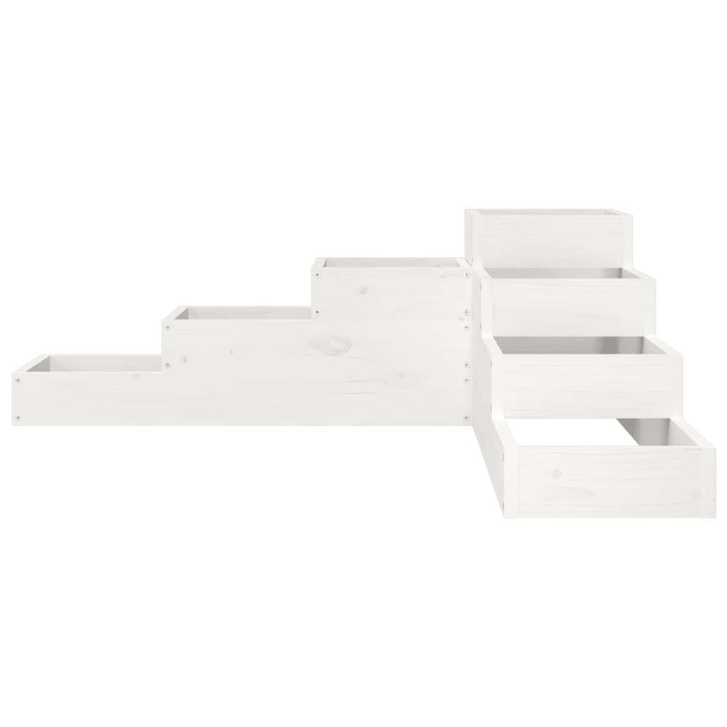 plantekasse 4 niveauer 106x104,5x36 cm massivt fyrretræ hvid
