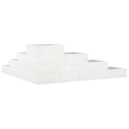 plantekasse 4 niveauer 106x104,5x36 cm massivt fyrretræ hvid