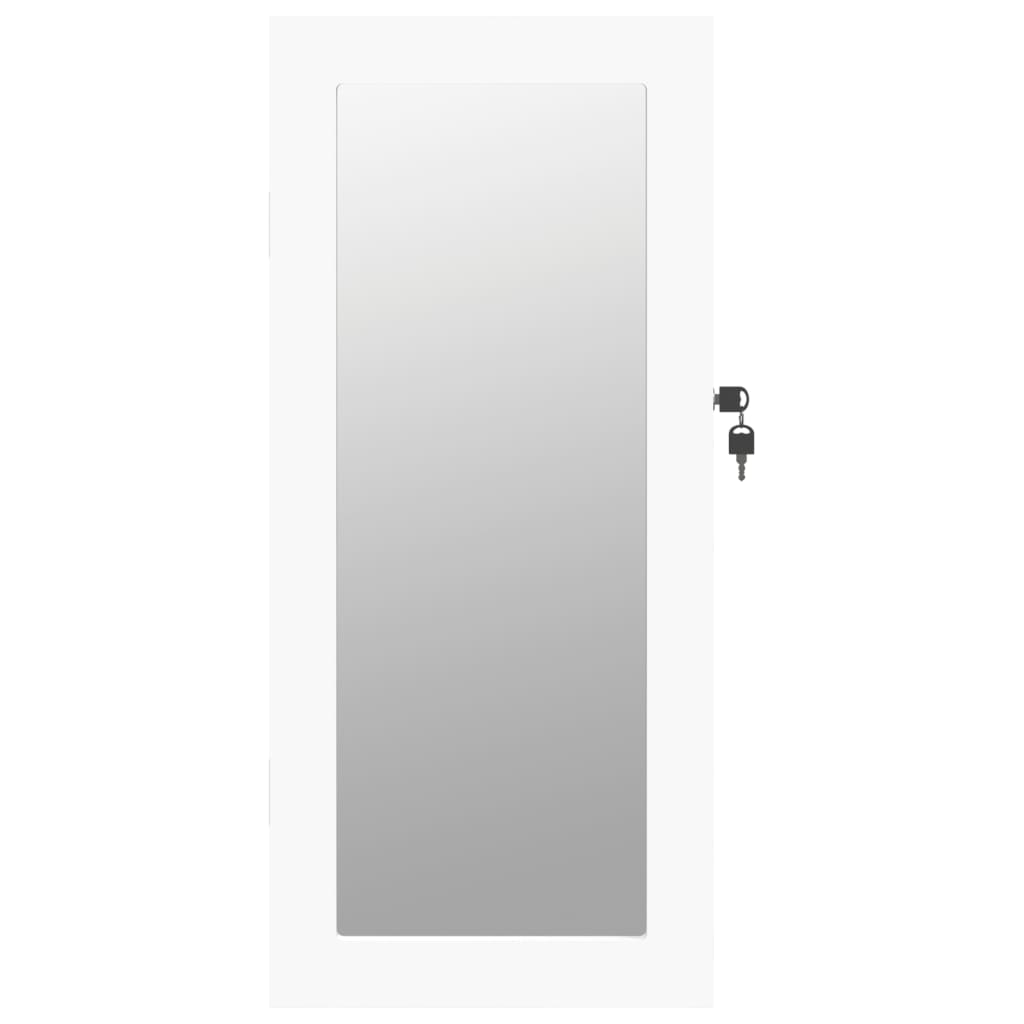 væghængt smykkeskab med spejl 30x8,5x67 cm hvid