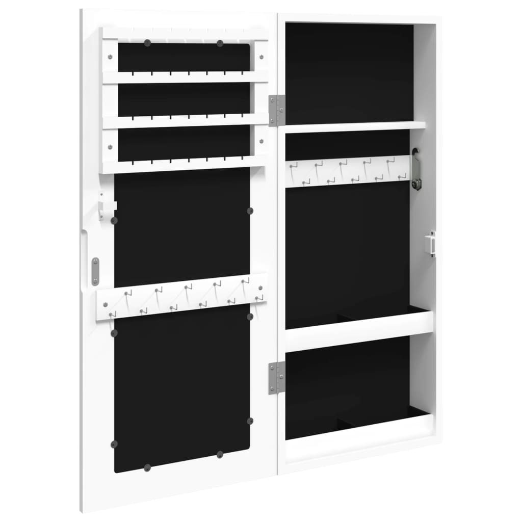 væghængt smykkeskab med spejl 30x8,5x67 cm hvid