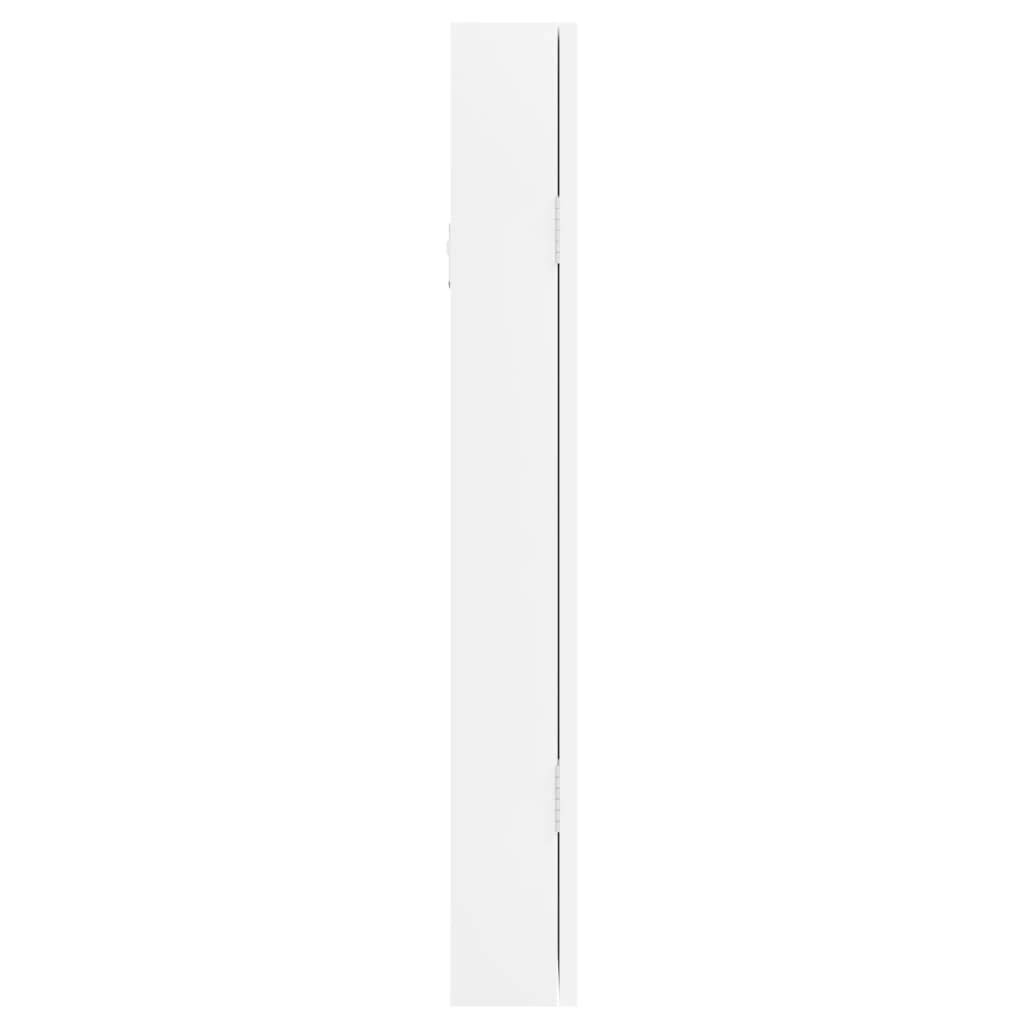 væghængt smykkeskab med spejl 30x8,5x67 cm hvid