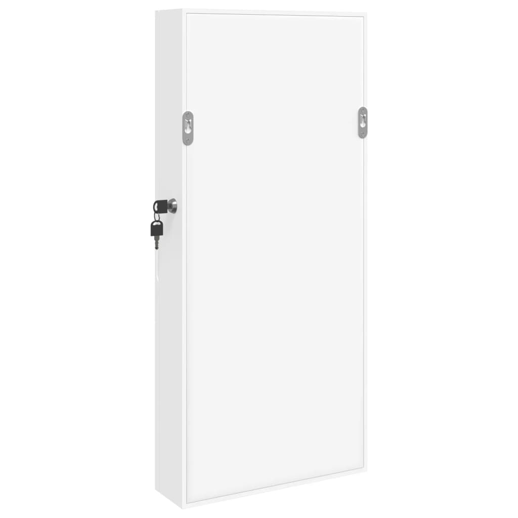 væghængt smykkeskab med spejl 30x8,5x67 cm hvid
