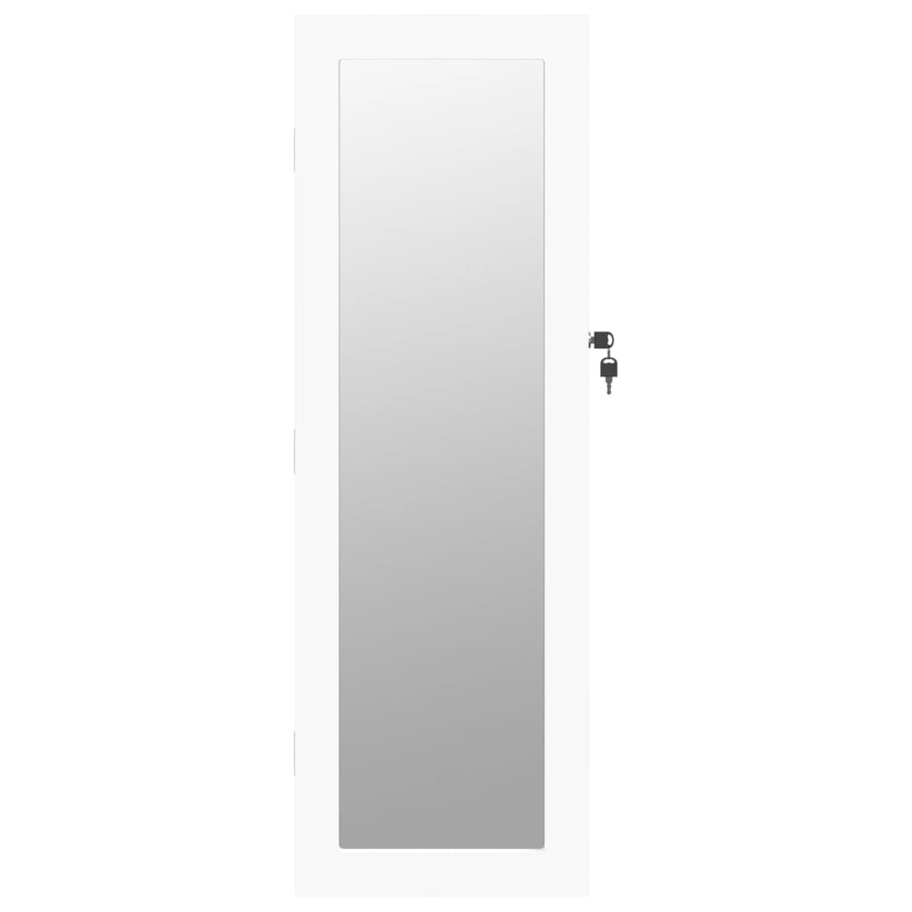 væghængt smykkeskab med spejl 30x8,5x90 cm hvid