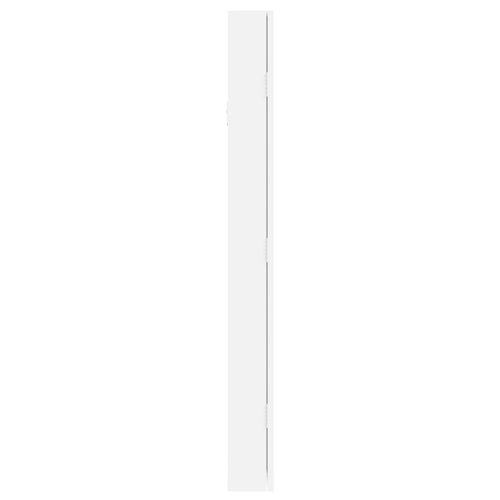 væghængt smykkeskab med spejl 30x8,5x90 cm hvid